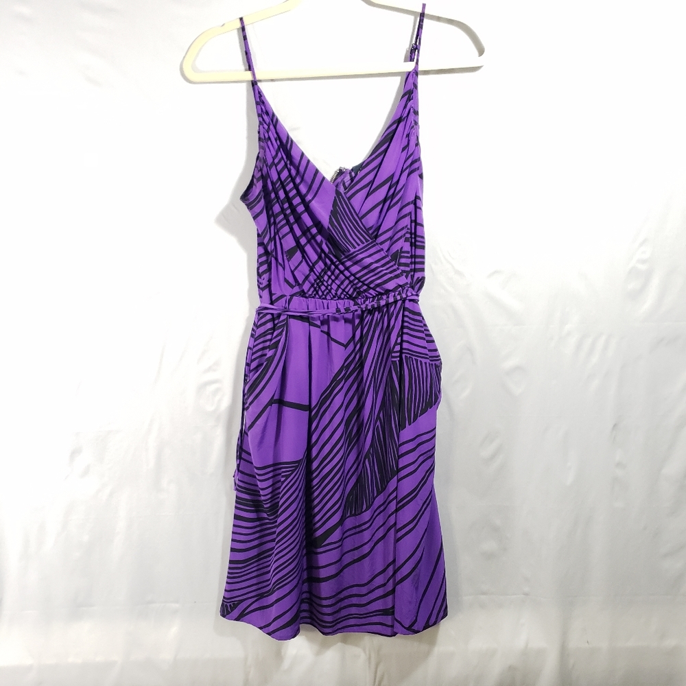 Yumi Kim ourple and black abstract print Sleeveless dress with pockets. Medium